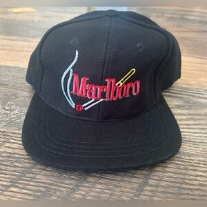 Marlboro Gear Vintage Cap Baseball Hat Cigarette Smoke 90s Leather Strapback BLK